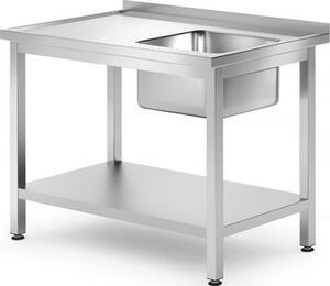 HENDI Lavabo con ripiano - avvitato, profondità 700 mm, Linea Cucina, destra, 1000x700x(H)850mm