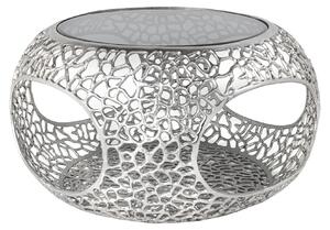 Tavolino da salotto 40 cm in vetro argento, design moderno per il soggiorno. ACQUISTA ORA