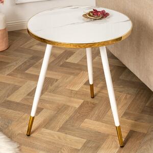 Riess-ambiente Tavolino retrò PARIS 45 cm bianco oro vetro cristallo marmo design rotondo tavolino da salotto