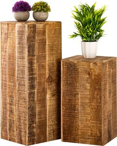 Colonna portafiori 27x27x73 cm porta piante tavolino quadrato in legno di mango