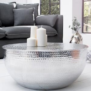 Riess-ambiente Tavolino rotondo ORIENT II 60 cm argento metallo alluminio martellato design tavolino tavolino