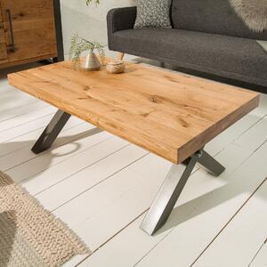 Riess-ambiente tavolino in legno massiccio THOR 110cm rovere selvatico oliato X-frame metallo antracite tavolino design industriale