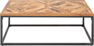 Tavolino elegante INFINITY HOME 100cm in legno di mango naturale con motivo a spina di pesce Tavolino da salotto Tavolino da divano Tavolino laterale