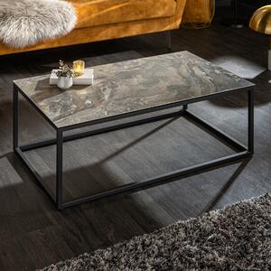 Tavolino di design SYMBIOSE 100cm in Vetroceramica taupe effetto marmo