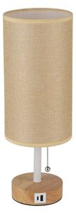 Brilagi - Lampada da tavolo con porta USB TABLON 1xE27/25W/230V rovere/bianco/beige