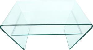 Tavolino moderno in vetro FANTOME 70 cm, forma trapezoidale con ripiano, trasparente, tavolino da salotto