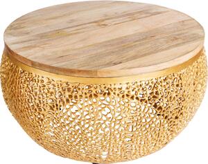 Tavolino da salotto 80 cm in legno, design dorato, moderno, per soggiorno - ACQUISTA ORA
