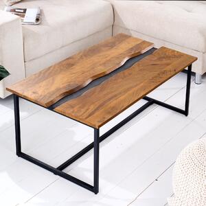 Tavolino solido AMAZONAS 110cm in legno di mango metallo nero bordo albero finitura miele