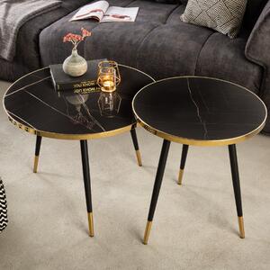 Riess-ambiente Tavolino rotondo PARIS 60 cm antracite e oro, vetro e marmo, design con piedini in metallo, tavolino, tavolino, tavolino