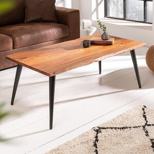 Tavolino massiccio ORGANIC LIVING 110 cm in legno di acacia con bordo naturale - Tavolino da salotto