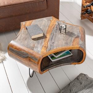 Riess-ambiente Tavolino retrò ORGANIC LIVING 80 cm grigio finitura fumé Legno massello di palissandro Sheesham Gambe a forcella Tavolino Tavolino