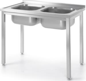 Scrivania con lavello a due scomparti senza ripiano Budget Line - prefabbricata, HENDI, Budget Line, due lavelli, 1000x600x(H)850mm