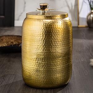 Riess-ambiente Tavolino da salotto ORIENT STORAGE 50 cm, finitura martellata dorata, con vano portaoggetti, tavolino rotondo