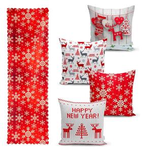 Set di 4 federe natalizie e runner da tavola Happy Holiday - Minimalist Cushion Covers