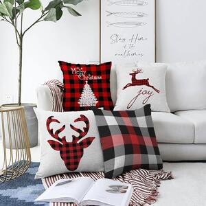 Set di 4 federe natalizie in ciniglia Christmas Tartan, 55 x 55 cm - Minimalist Cushion Covers