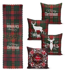 Set di 4 federe natalizie e runner da tavola Tartan Christmas - Minimalist Cushion Covers