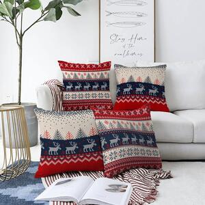 Set di 4 federe natalizie in ciniglia Blue Nordic, 55 x 55 cm - Minimalist Cushion Covers