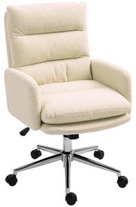 Sedia da ufficio HOMCOM: sedia da scrivania ergonomica con braccioli, in Lana color crema