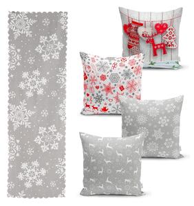 Set di 4 federe natalizie e runner da tavola Fiocchi di neve - Minimalist Cushion Covers