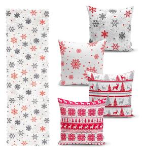 Set di 4 federe natalizie e runner da tavola Rosso Natale - Minimalist Cushion Covers