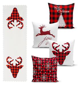 Set di 4 federe natalizie e runner da tavola in tartan natalizio - Minimalist Cushion Covers