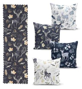 Set di 4 federe natalizie e runner da tavolo Foresta di Natale - Minimalist Cushion Covers