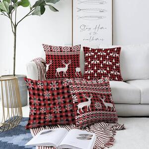 Set di 4 federe natalizie in ciniglia Tartan, 55 x 55 cm - Minimalist Cushion Covers