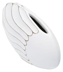 Vaso in resina con decorazioni in rilievo 34X11,5X24,5 cm bianco