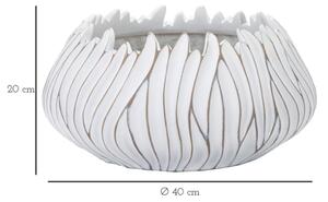 Vaso in resina rotondo con decorazioni in rilievo Ø 40X20 cm bianco