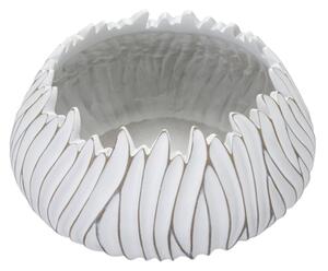 Vaso in resina rotondo con decorazioni in rilievo Ø 40X20 cm bianco