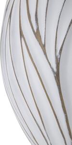Vaso ovale in resina con decorazioni ondulate in rilievo Ø 27X41,5 cm bianco