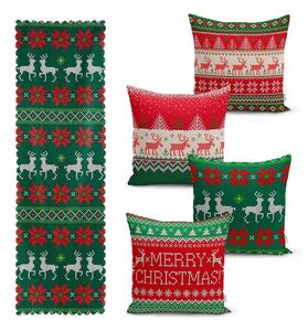 Set di 4 federe natalizie e runner da tavola Buon Natale - Minimalist Cushion Covers