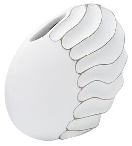 Vaso in resina con decorazioni in rilievo 34X11,5X24,5 cm bianco
