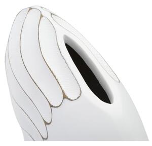 Vaso in resina con decorazioni in rilievo 34X11,5X24,5 cm bianco