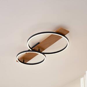 Plafoniera LED Lindby Galad, bianco/nero, legno, a 2 luci