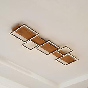 Plafoniera LED Lindby Galad, bianco/nero, legno, a 5 luci