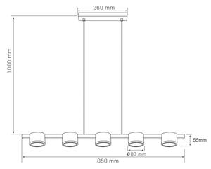 Lampadario LED a sospensione con filo MIRELLA 5xGX53/6W/230V nero