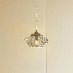 Lampada a sospensione Lindby Piatra, ambra/ottone, vetro, 15,5 cm