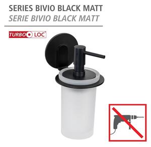 Dispenser di sapone in vetro nero opaco autoportante 150 ml Bivio - Wenko