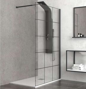 Kamalu box doccia walkin 80 cm con telaio nero nico-w1000