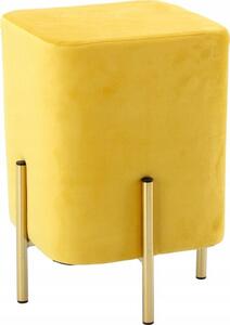 Sgabello in velluto su gambe 28 x 28 x 42 cm giallo