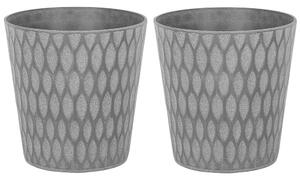 Set di 2 vasi per piante fioriera in fibra di argilla grigio scuro per esterni 36 x 36 cm per tutte le stagioni Beliani