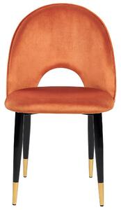Set di 2 sedie da pranzo rivestimento in velluto arancione gambe nere stile glamour retrò Beliani