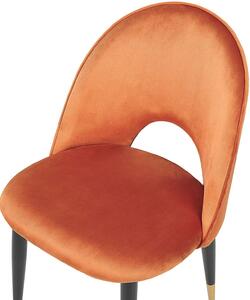 Set di 2 sedie da pranzo rivestimento in velluto arancione gambe nere stile glamour retrò Beliani