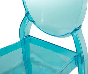 Set di 4 Sedie in Materiale Sintetico Blu Trasparente Senza Braccioli Beliani