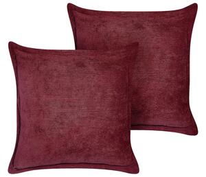 Set di 2 cuscini decorativi in velluto a coste borgogna 43 x 43 cm stile moderno tradizionale Beliani