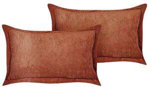 Set di 2 cuscini decorativi in velluto a coste marrone oro 47 x 27 cm stile moderno tradizionale Beliani