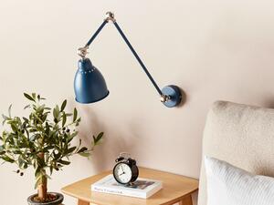 Lampada da parete moderna blu scuro da lettura a braccio lungo in metallo bianco dal design moderno Beliani