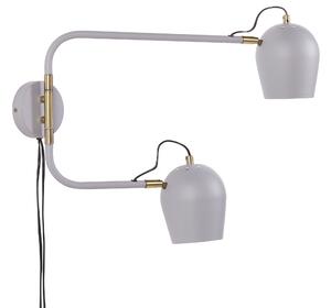 Lampada da parete moderna con 2 paralumi rotondi in metallo con bracci regolabili grigio chiaro look moderno glamour elegante Beliani