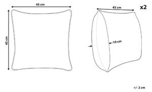 Set di 2 cuscini in iuta sfoderabile con imbottitura con bordo decorativo a righe 45 x 45 cm Beige accessori decorativi boho Beliani